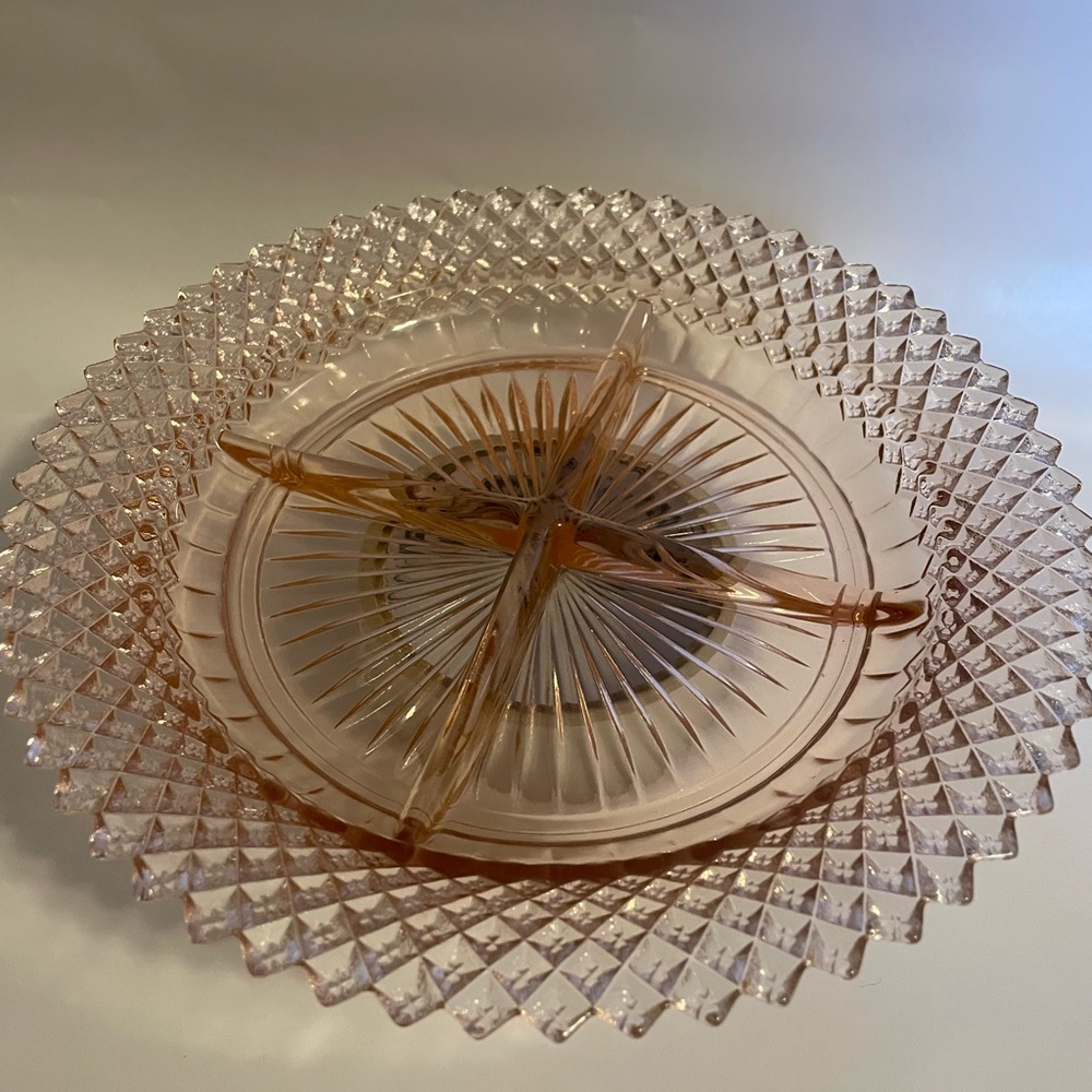Pink Depression Glass 4-Part Dish